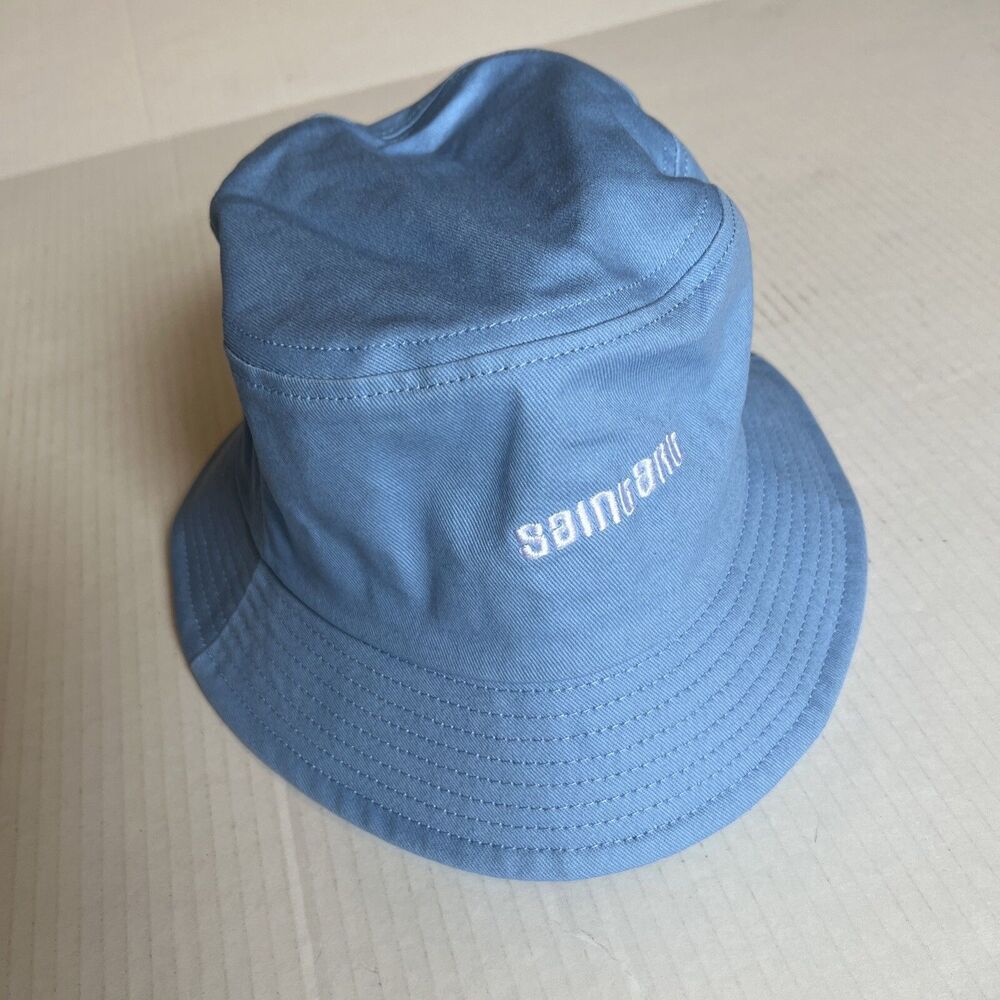 SaintArt Blue Bucket Hat Sz M Boonie Brim Sun Safari Summer Camping Beach💖Logo